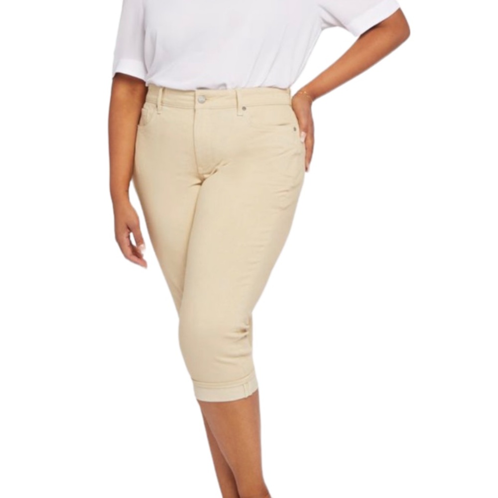 NYDJ Marilyn Straight Tan Capris Jeans Sz 10